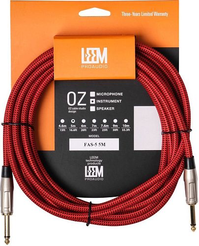 Leem FAS-5(RD/BK) Кабель инструментальный, красный/черный.